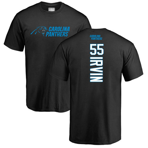 Carolina Panthers Men Black Bruce Irvin Backer NFL Football #55 T Shirt